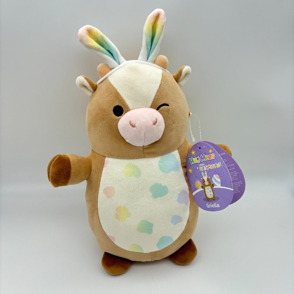 Squishmallows Hugmees 10" GRIELLA the Cow Easter, Kids Soft Stuffed Plush Toy